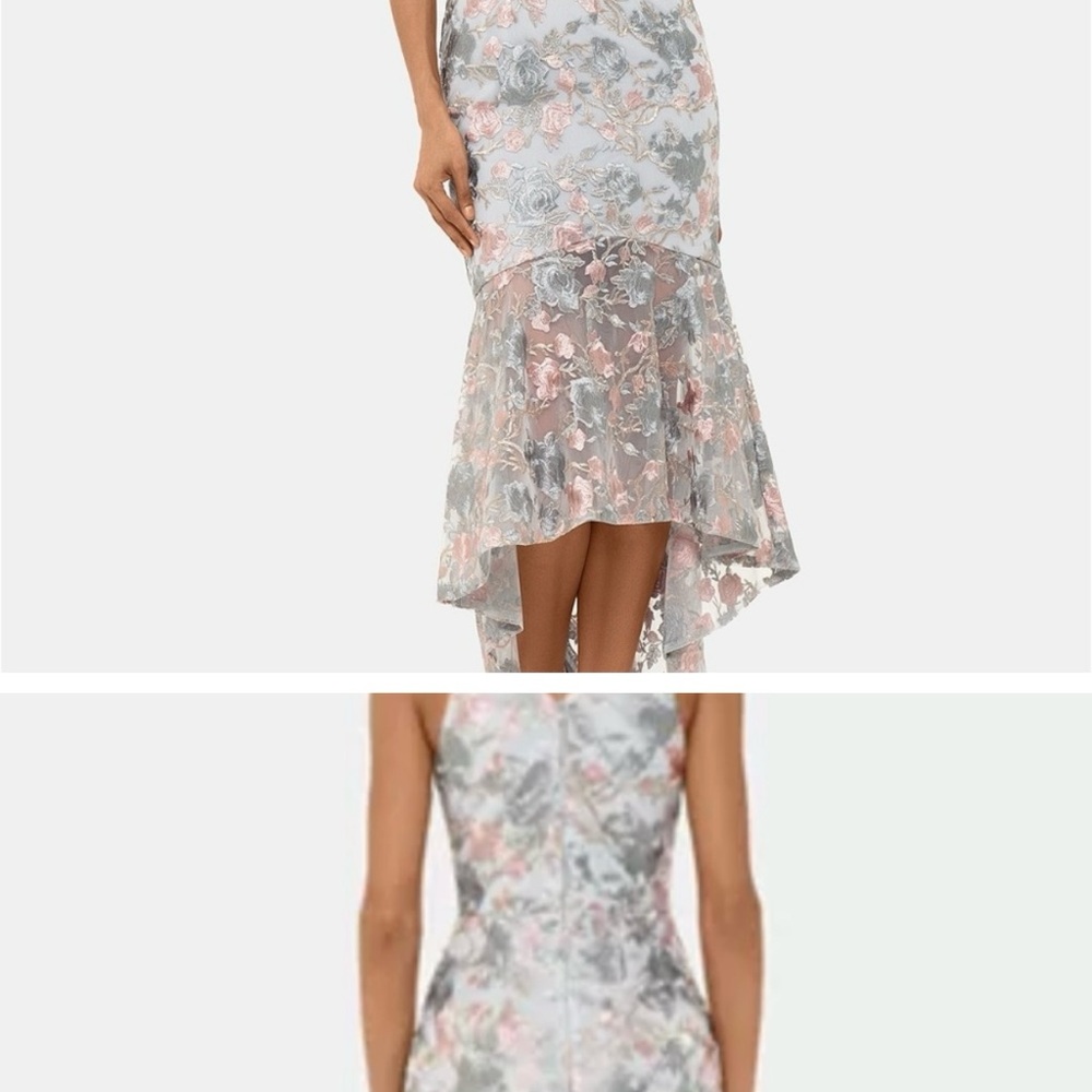 Gray Asymmetrical Trumpet Midi Skirt for Cocktail